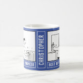 Beste verwarmingsmonteur Cartoon met naamkeuze. Koffiemok (Center)