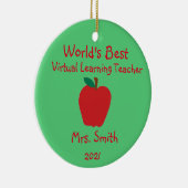 Beste virtuele leerleraar in de wereld op maat keramisch ornament (Rechts)