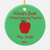 Beste virtuele leerleraar in de wereld op maat keramisch ornament (Achterkant)