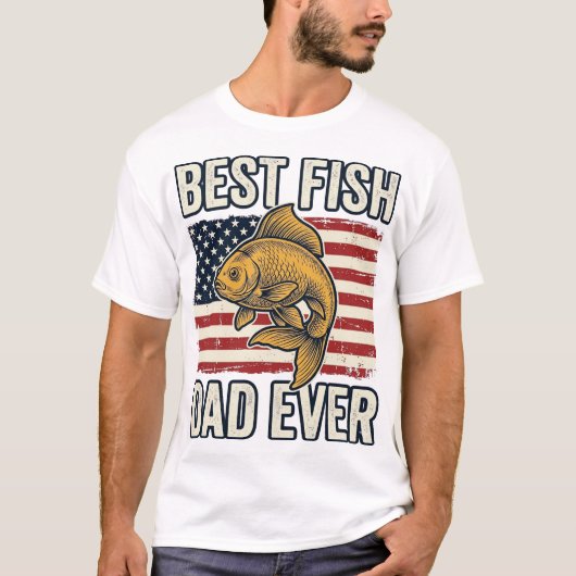 Beste Vis Vader Ooit Vintage Goudvis Shirt Ontwerp (Voorkant)