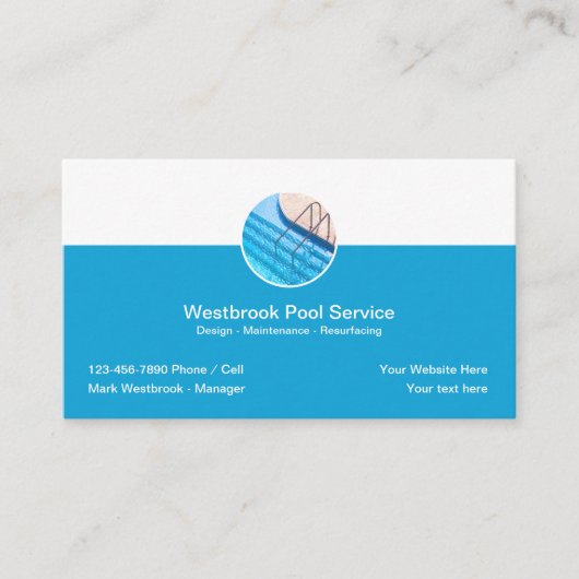 Beste Visitekaartjes voor lokale zwembadservice (Voorkant)