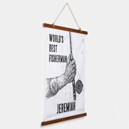 Beste Visser  Zwart & Wit Hangend Wandkleed (Gebogen)