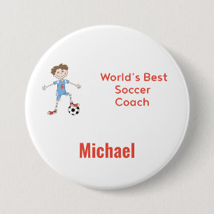 Beste Voetbal coach ter wereld gepersonaliseerd me Ronde Button 7,6 Cm