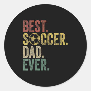 Beste Voetbal Vader Ooit Papa Vaderdag Vintage Vro Ronde Sticker