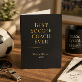 Beste Voetbalcoach Ooit Elegant Zwart Goud Bedankkaart