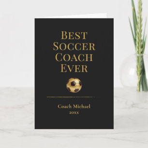 Beste Voetbalcoach Ooit Elegant Zwart Goud Cadeau Bedankkaart