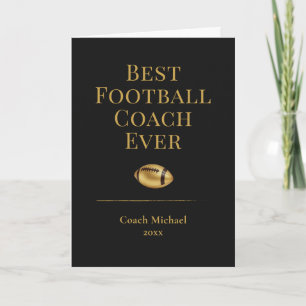 Beste Voetbalcoach Ooit Elegante Zwarte Gouden Cad Bedankkaart