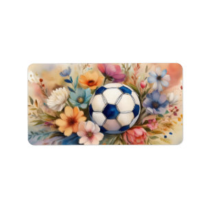 Beste Voetbalmoeder Ooit Waterverf Bloemendesign - Etiket