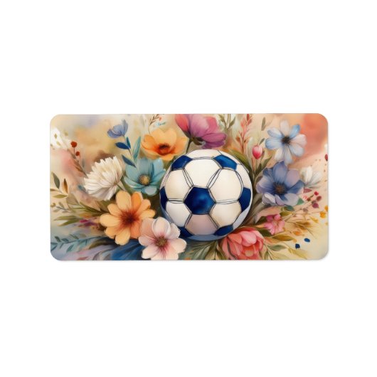 Beste Voetbalmoeder Ooit Waterverf Bloemendesign - Etiket (Voorkant)