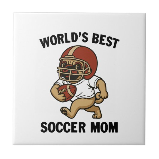 BESTE VOETBALMOEDER TER WERELD - PUG SPELER TEGELTJE (Voorkant)