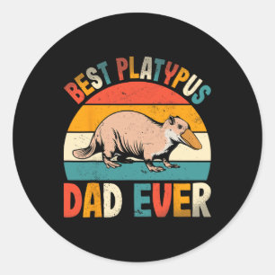 Beste vogelbekdier vader ooit retro vogelbekdier l ronde sticker