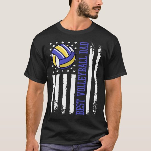 Beste Volleybal Papa Volleybal Papa US Flag T-shirt (Voorkant)
