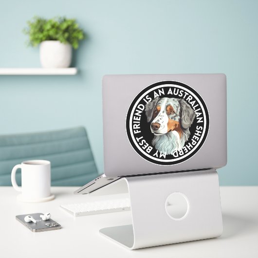 Beste vriend Australische herder Sticker (Laptop op bureau)