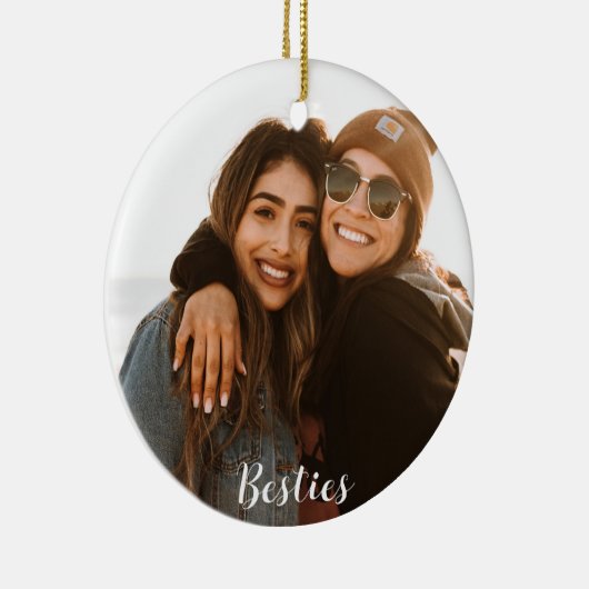 Beste Vriend Besties Aangepaste Foto Keramisch Ornament (Rechts)