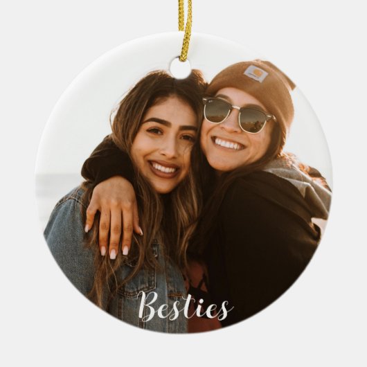 Beste Vriend Besties Aangepaste Foto Keramisch Ornament (Voorkant)