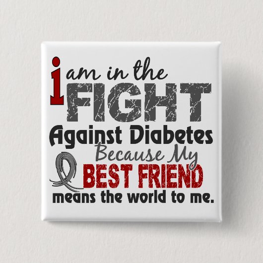 Beste vriend betekent wereld voor mij Diabetes Vierkante Button 5,1 Cm (Voorkant)