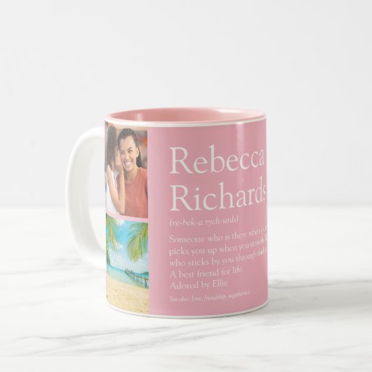 Beste Vriend BFF Besties Definitie Foto's Roze Tweekleurige Koffiemok (Voorkant links)