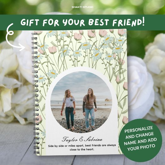 Beste Vriend BFF Gift Bloemen Foto Notitieboek