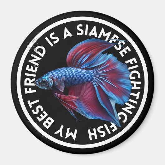 Beste Vriend Blauw Rood Betta Vis Magneet (Voorkant)