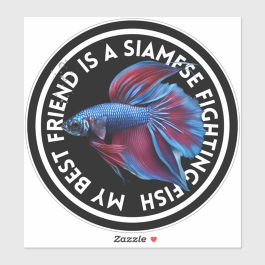 Beste Vriend Blauw Rood Betta Vis Sticker (Vel)