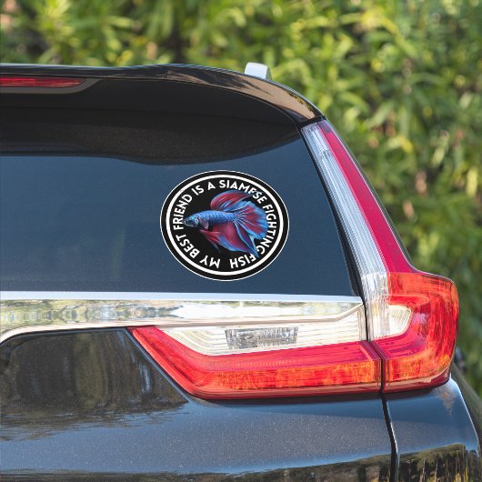 Beste Vriend Blauw Rood Betta Vis Sticker (Auto Zijkant)