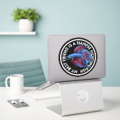 Beste Vriend Blauw Rood Betta Vis Sticker (Laptop op bureau)