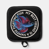 Beste vriend blauwe rode Betta vis Pannenlap (Voorkant)