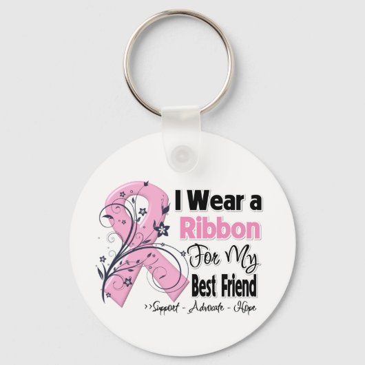 Beste vriend - borstkanker roze lint sleutelhanger (Voorkant)