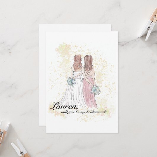 Beste Vriend Bruidsmeisje Kaarten (Voorkant / Achterkant in situ)