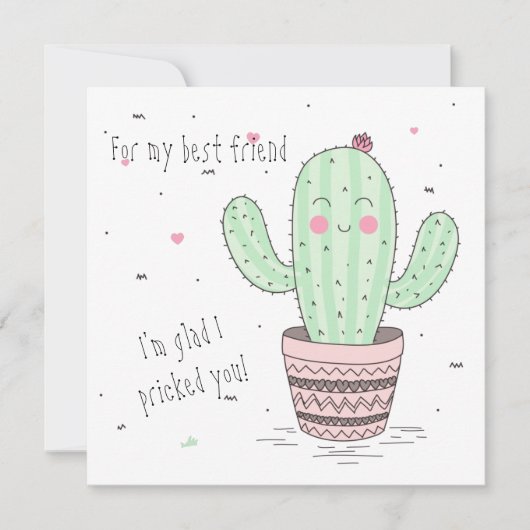 Beste Vriend Cactus Flat Kaart (Voorkant)