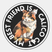 Beste vriend Calico Cat Ronde Sticker (Voorkant)