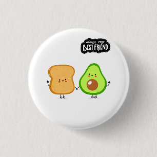 Beste Vriend Cute Food Avocado op mijn Toast Ronde Button 3,2 Cm