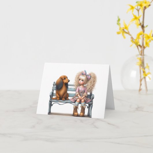 Beste vriend Dachshund Kaart (Gele Bloem)