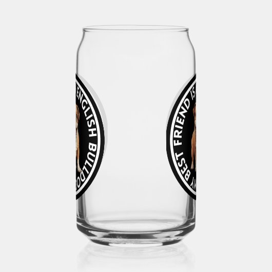 Beste vriend Engelse Bulldog Blikvorm Glas (Links)