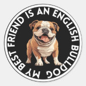 Beste vriend Engelse Bulldog Ronde Sticker (Voorkant)