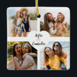 Beste Vriend foto collage Ornamenten<br><div class="desc">Vier je onbreekbare band met dit prachtig gepersonaliseerde beste vriend ornament! Met een aangepast ontwerp met uw gekozen foto's, een wit hart met de naam van uw bestie, is dit ornament een perfecte herinnering. in het midden maakt het een zinvol en attent cadeau voor elke gelegenheid - of het nu...</div>