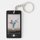 Beste Vriend Foto & Naam Muziekspeler Zwart Sleutelhanger (achterkant)