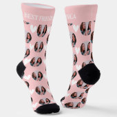 Beste vriend fotocollage patroon Blush roze Sokken (Gebogen)