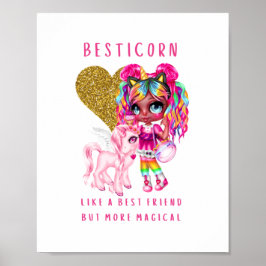 Beste vriend Gift for Girls, Magical Unicorn Pink Poster