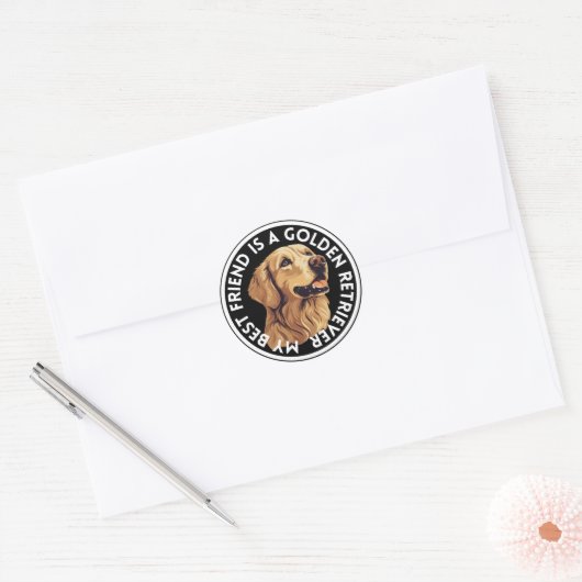 Beste vriend Golden Retriever Ronde Sticker (Envelop)