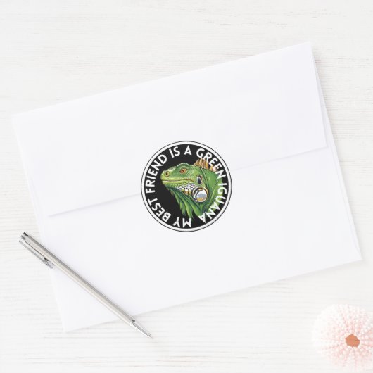 Beste Vriend Groene Iguana Ronde Sticker (Envelop)