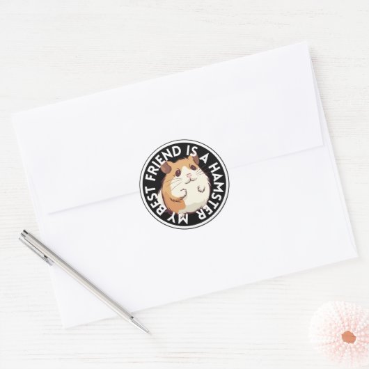 Beste Vriend Hamster Ronde Sticker (Envelop)