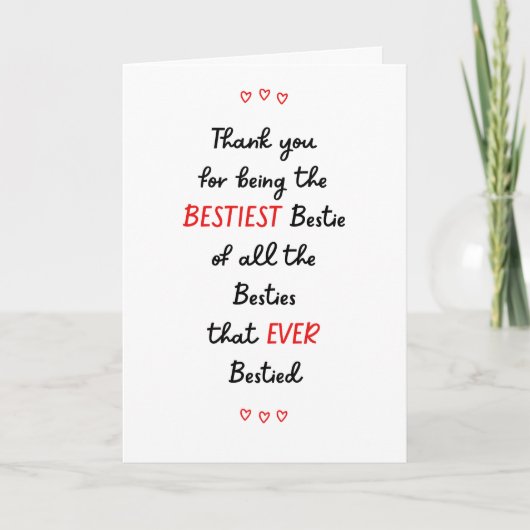 Beste vriend Hartelijk dank Bestie Kaart (Voorkant)