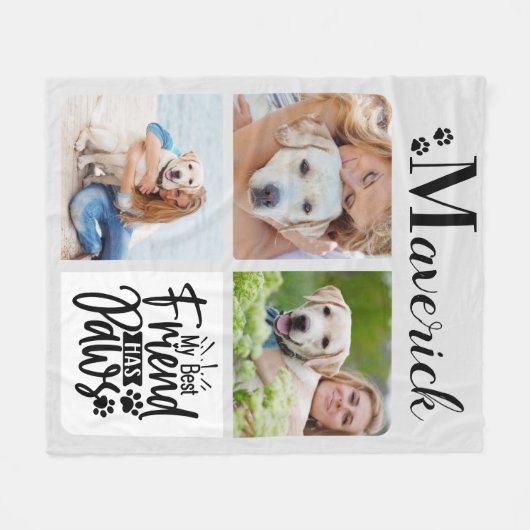 Beste vriend heeft Pet Foto Hondenliefhebber Pet P Fleece Deken (Voorkant (Horizontaal))