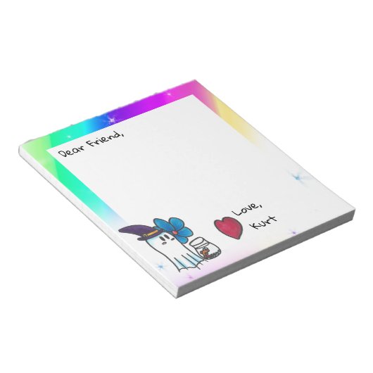 Beste vriend, hou van Kurt Schattige Ghost Notitie Notitieblok (Schuin)