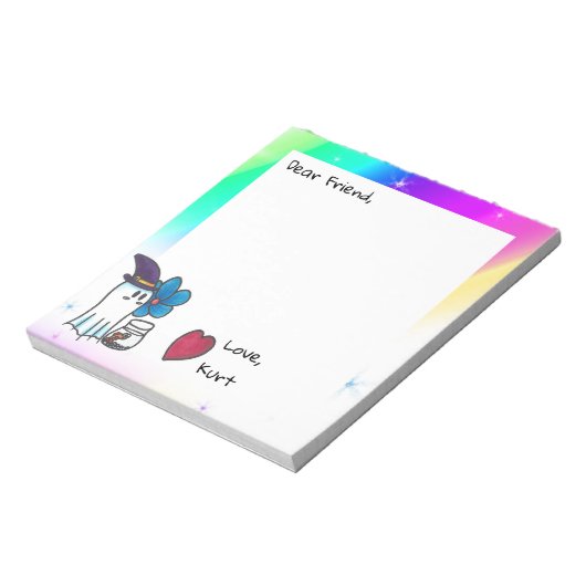 Beste vriend, hou van Kurt Schattige Ghost Notitie Notitieblok (Linkerzijde)