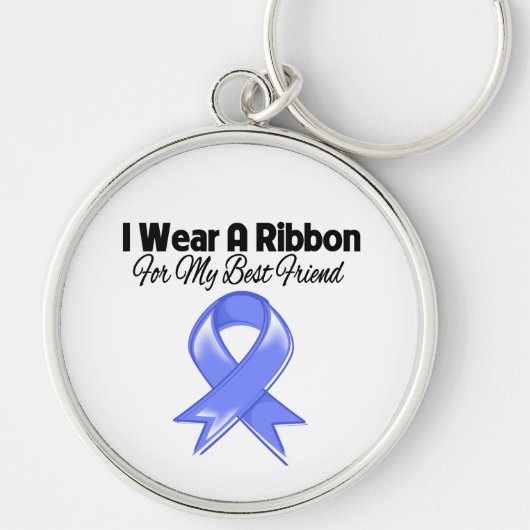 Beste vriend - ik Draag Periwinkle Ribbon Sleutelhanger (Voorkant)