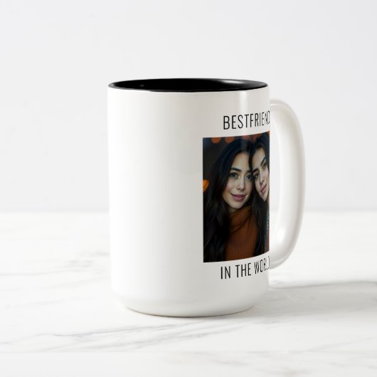 Beste vriend in de wereld Custom Photo Tweekleurige Koffiemok (Voorkant rechts)
