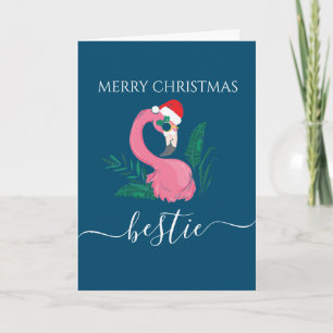 Beste vriend(in) Prettig Kerstfeest flamingo kaart
