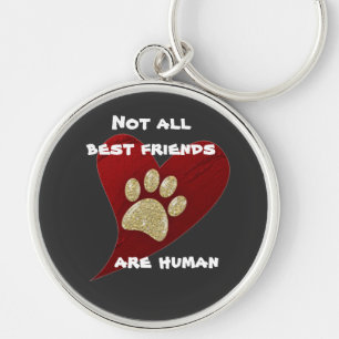 Beste vriend(in) - Red Heart Gold Paw Print Pet Sleutelhanger